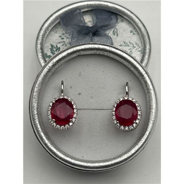 Silver Ruby Gemstone Cluster Earrings – APPRAISED $1365