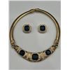 Image 1 : Oscar de la Renta Necklace and Earrings Set with Blue and Clear Stones