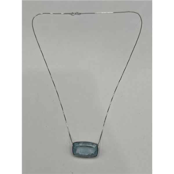 14K Gold Natural Aquamarine Pendant & Chain -APPRAISED $2370