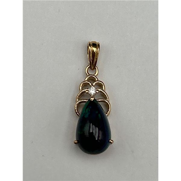 14K Gold Opal and Diamond Pendant -APPRAISED $4100