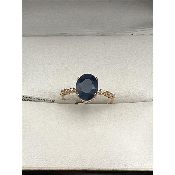 10K Gold Blue Sapphire & Diamond Ring -APPRAISED $1950