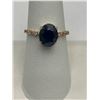 Image 3 : 10K Gold Blue Sapphire & Diamond Ring -APPRAISED $1950
