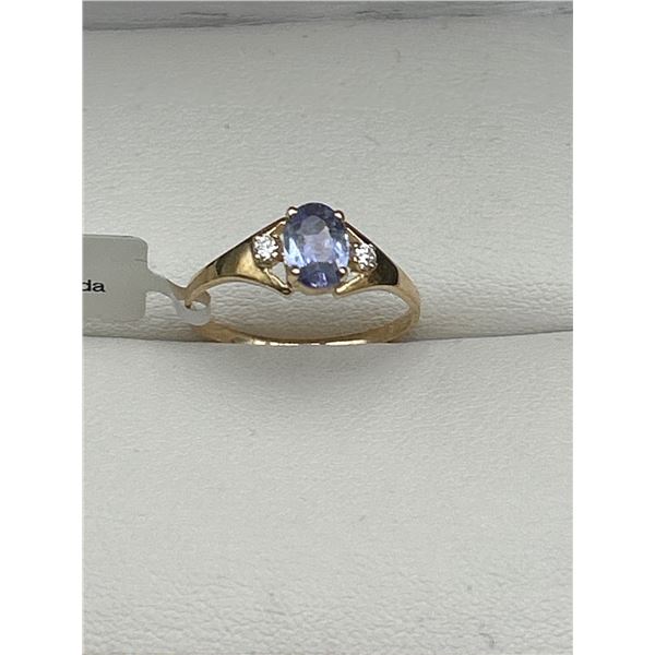 10K Gold Natural Tanzanite & Diamond Ring – APPRAISED $1700