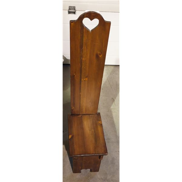 VINTAGE TALL WOODEN HALL CHAIR