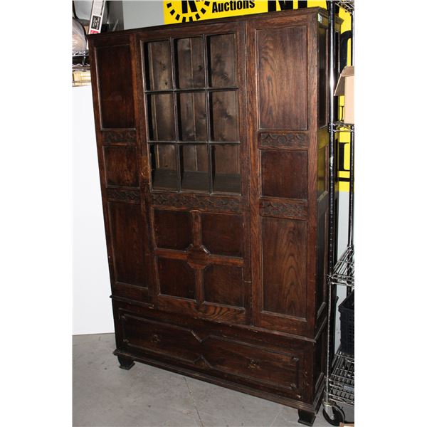 ANTIQUE FURNITURE CABINET, TWO PIECES