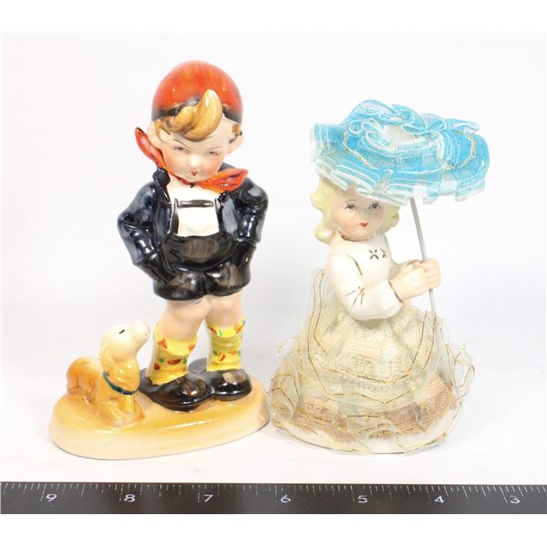 VINTAGE FIGURINES GIRL WITH UMBRELLA