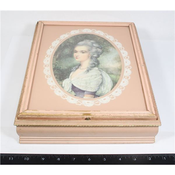 ANTIQUE WOODEN TRINKET PORTRAIT