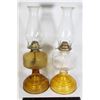 Image 1 : VINTAGE PAIR OF GLASS OIL LAMPS