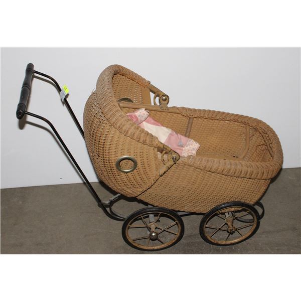 ANTIQUE WICKER DOLL CARRIAGE