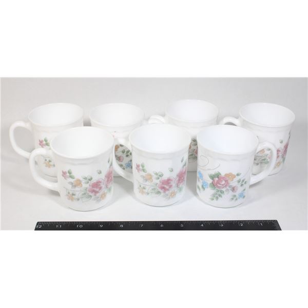 LOT OF 7 ARCOPAL MADE IN FRANCE MILK GLASS MUGS