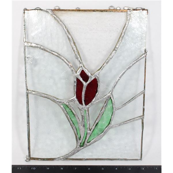 STAINED GLASS HANDMADE ROSE PIECE
