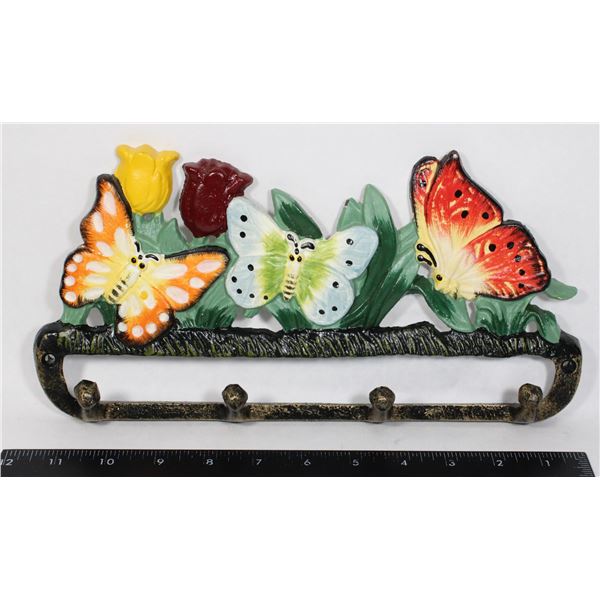 CAST IRON BUTTERFLY WALL MOUNTABLE COAT RACK