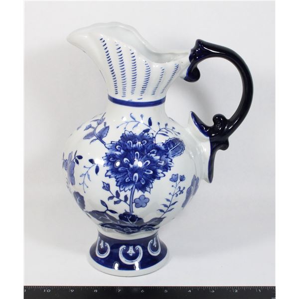 11" BLUE & WHITE VASE- MARK ON BOTTOM