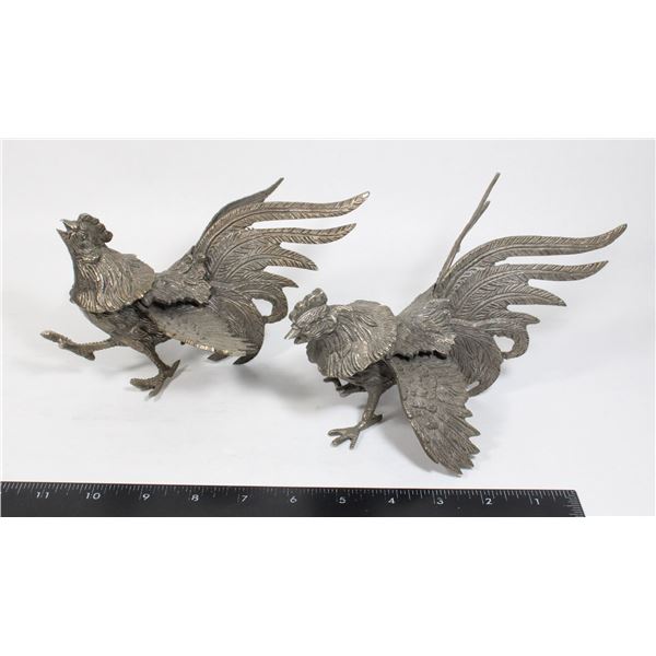 PAIR OF METAL DECORATIVE ROOSTERS
