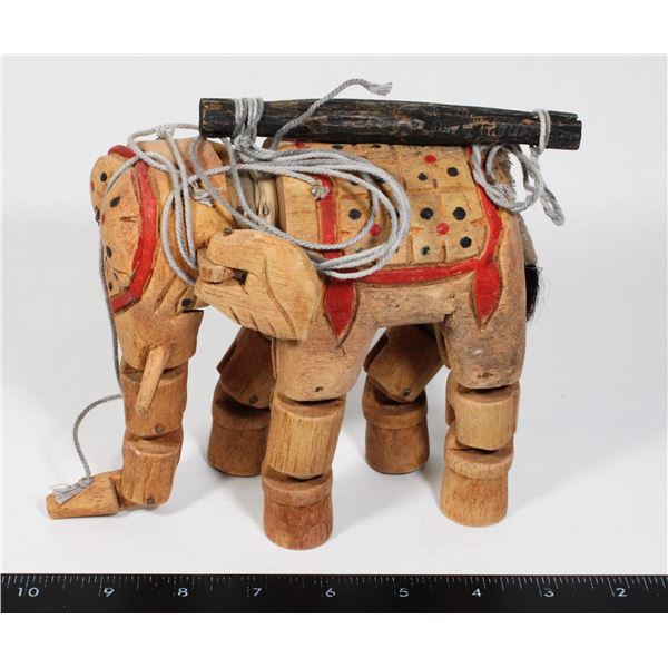 VINTAGE WOODEN ELEPHANT MARIONETTE