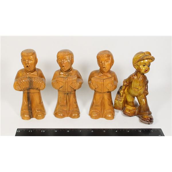 VINTAGE LOT OF 4 DUTCHBOY WOOD FIGURINE