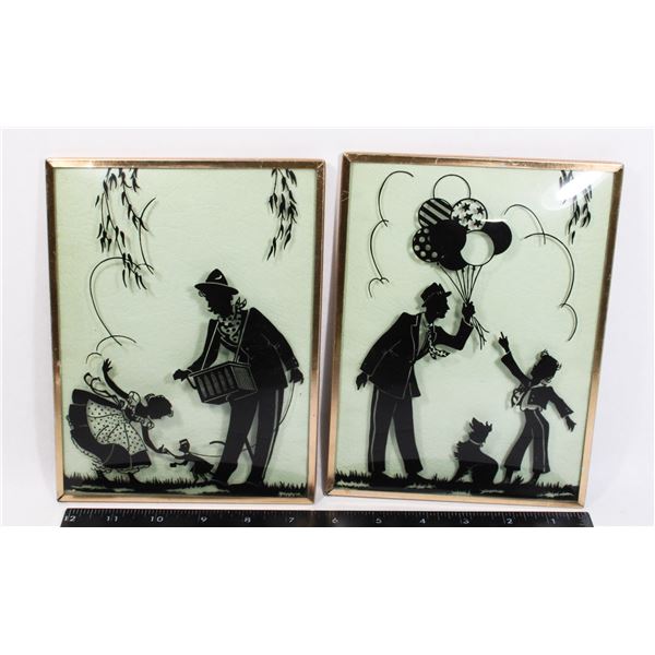 VINTAGE SILHOUETTE PAINTING ON CONVEX GLASS