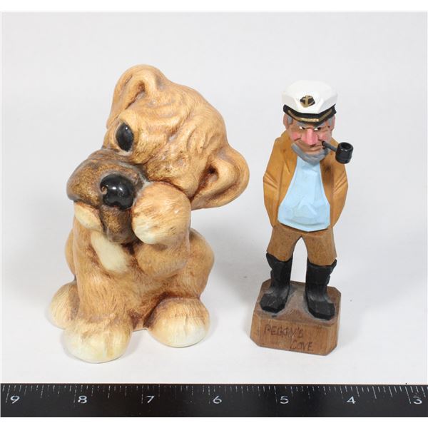 VINTAGE PUPPY AND SEA CAPTAIN FIGURINE