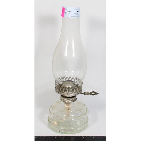 VINTAGE COAL OIL LAMP WITH CHIMNEY