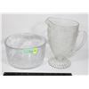 Image 1 : VINTAGE GLASS PITCHER & BOWL