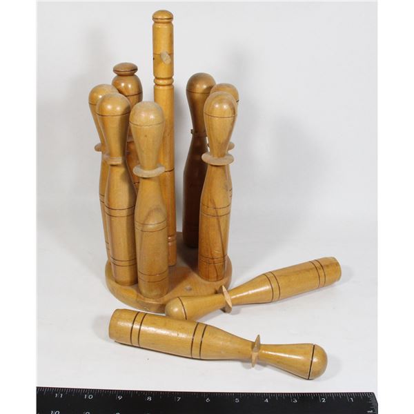 VINTAGE SKITTLES SET WITH STAND