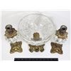 Image 2 : VINTAGE CRYSTAL BOWL ON BRASS STAND WITH