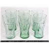 Image 1 : 6- 20 0Z GREEN COKE GLASSES- 1 PATTERN