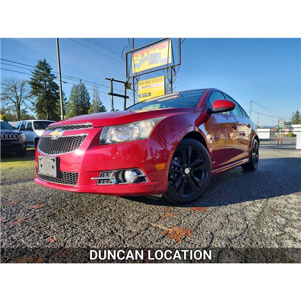 DUNCAN - 2011 CHEVROLET CRUZE, RED, 168611 KMS, FRONT WHEEL DRIVE. - J273024