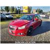 Image 2 : DUNCAN - 2011 CHEVROLET CRUZE, RED, 168611 KMS, FRONT WHEEL DRIVE. - J273024