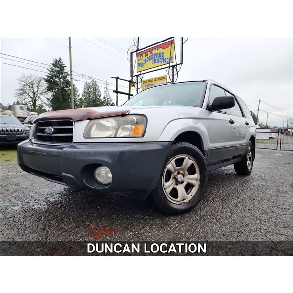 DUNCAN - 2003 SUBARU FORESTER, SILVER, 192526 KMS, ALL WHEEL DRIVE. - J760366