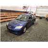 Image 4 : PARKSVILLE - 2005 HONDA CIVIC, BLUE, 179174 KMS, FRONT WHEEL DRIVE. - B007603