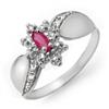 Image 1 : Genuine 0.24 ctw Ruby & Diamond Ring 10K White Gold
