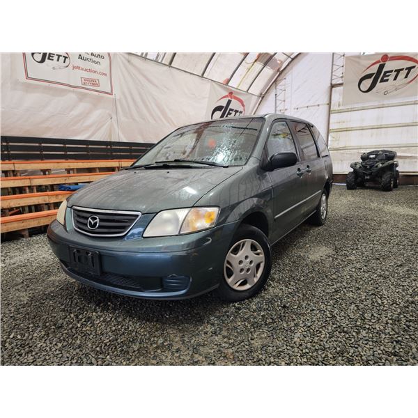 PARKSVILLE - 2001 MAZDA MPV, GREEN, 246915 KMS, FRONT WHEEL DRIVE. NO RESERVE. - D176563