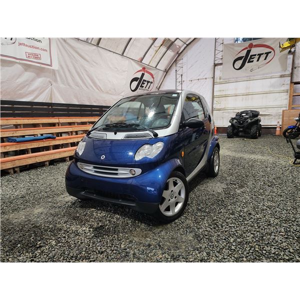 PARKSVILLE - 2005 SMART FORTWO, BLUE, 138508 KMS, REAR WHEEL DRIVE. - B207123