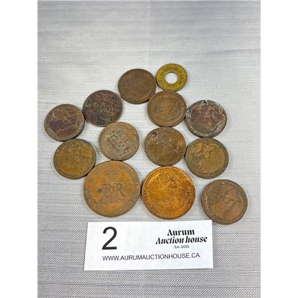 Lot of old Canadian King & Queen Commemorative Tokens