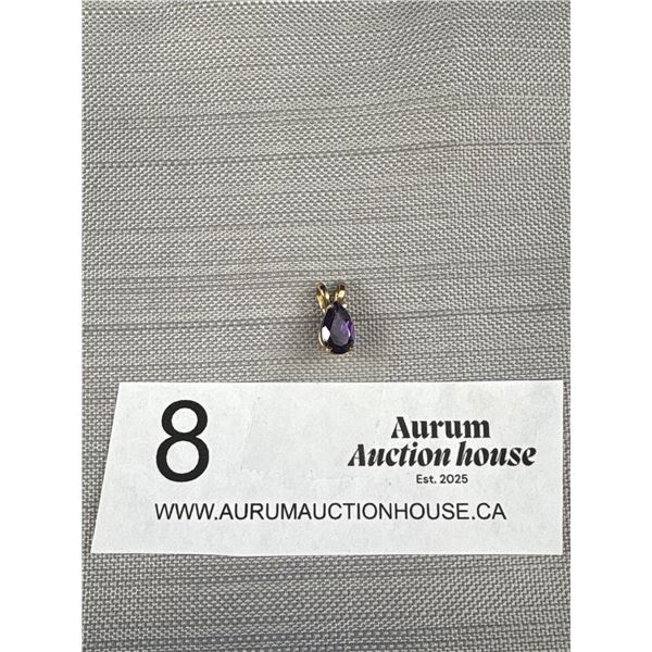 Very Nice 14kt Gold Pendant with Purple Stone