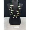 Image 1 : Nice Dark Green & White glass beaded necklace