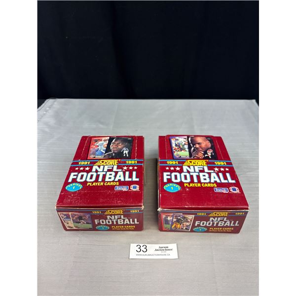 2 1991 Score NFL Player Crards Boxes Full Unopened Packs