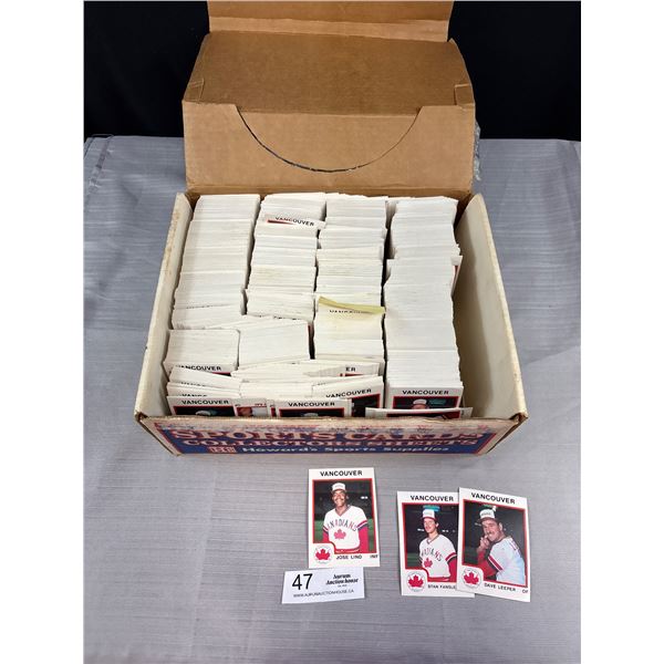 Box of 1987 Vancouver Canadians Trading Crads
