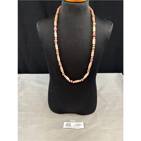 Nice Vintage Pastel Pink Beaded Necklace 22"