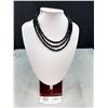 Image 1 : Vintage Triple Stand Blackfaceted Glass Necklace With Silver Tone Clasp