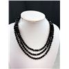 Image 2 : Vintage Triple Stand Blackfaceted Glass Necklace With Silver Tone Clasp