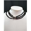 Image 3 : Vintage Triple Stand Blackfaceted Glass Necklace With Silver Tone Clasp