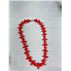 Image 4 : Vintage Czech Coral Red Glass Bead Statement Necklace 16"