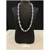 Image 1 : Blue and Clear Beaded Necklace featuring Textured Blue Beads 26"