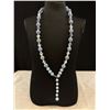 Image 3 : Blue and Clear Beaded Necklace featuring Textured Blue Beads 26"