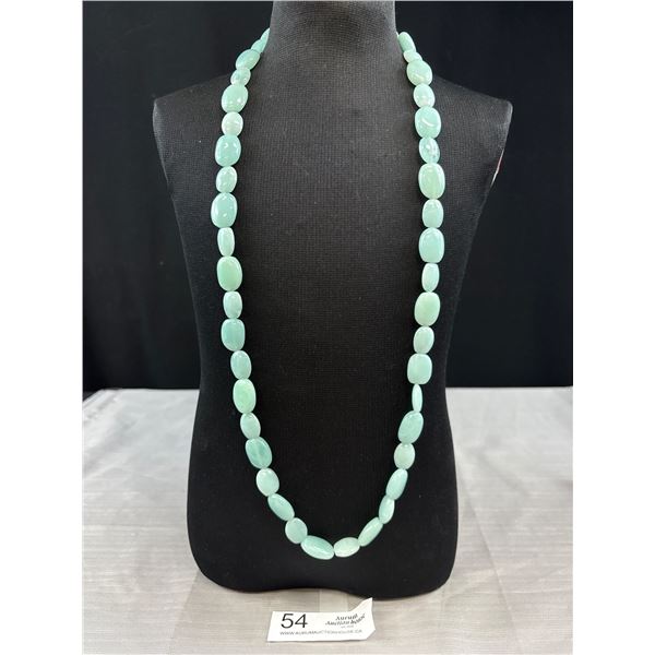 Nice Light Blue Green Smooth Oval shaped Beaded Necklace