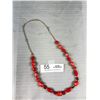 Image 4 : Handmade Red Glass Bead Necklace with Gold & Multi coloured Accents
