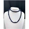 Image 2 : Vintage Navy Blue Beaded Necklace With Gold Tone Clasp 28" Long