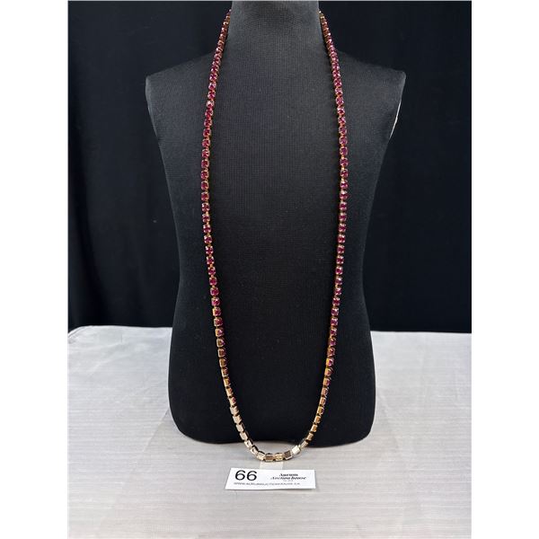 A Stunning 36" Long 1970's Amethyst Rhinestone Necklace